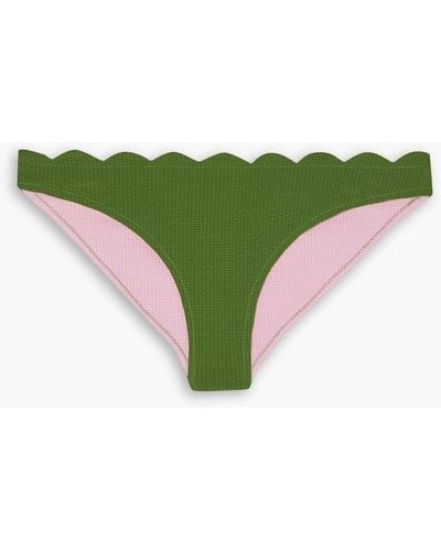 Marysia Swim Santa Barbara Reversible Textured Stretch-crepe Low-rise Bikini Briefs - Green