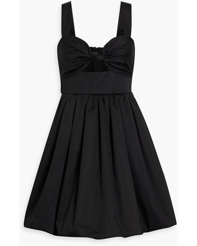 Cara Cara Claribelle Pleated Cutout Stretch Cotton-poplin Mini Dress - Black