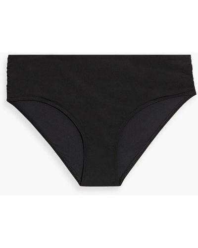 Iris & Ink Angela Ruched Mid-rise Bikini Briefs - Black