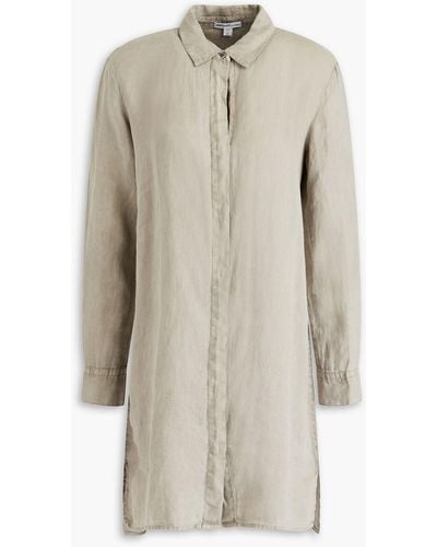 James Perse Linen Mini Shirt Dress - Natural