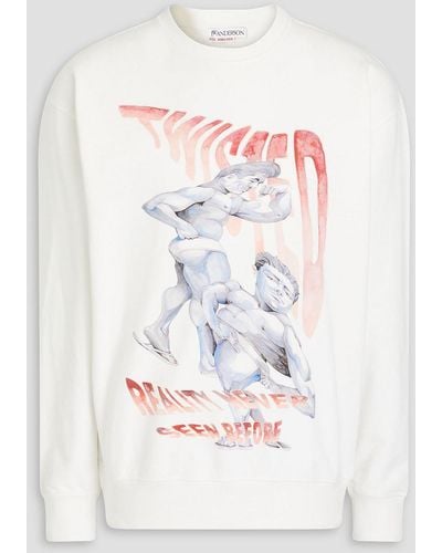 JW Anderson Sweatshirt aus baumwollfrottee mit print - Weiß