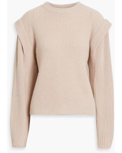 Michelle Mason Ribbed Cashmere And Wool-blend Sweater - Natural