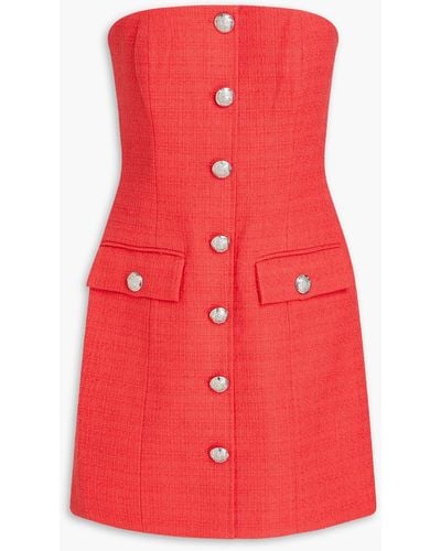 Veronica Beard Aster Strapless Cotton-blend Tweed Mini Dress - Red