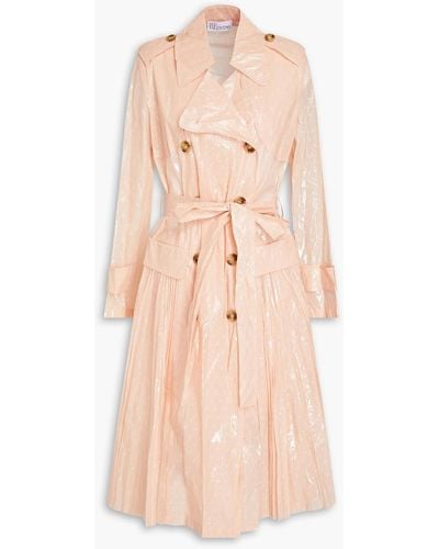 RED Valentino Double-breasted Coated Point D'esprit Trench Coat - Natural