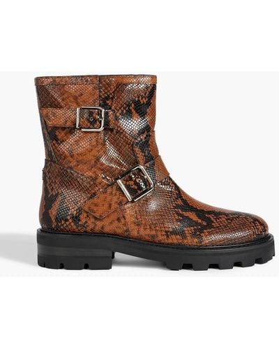 Jimmy Choo Youth Ii Snake-effect Leather Ankle Boots - Brown
