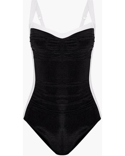 Jets by Jessika Allen Ruched Two-tone Swimsuit - Black