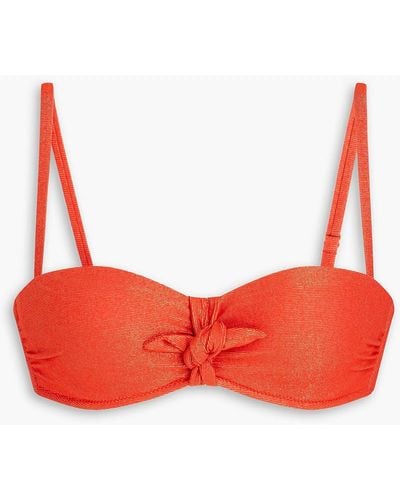 Heidi Klein Knotted Metallic Underwi Bikini Top - Red