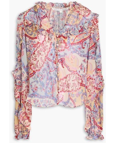 Veronica Beard Andri Floral-print Silk-chiffon Shirt - Pink