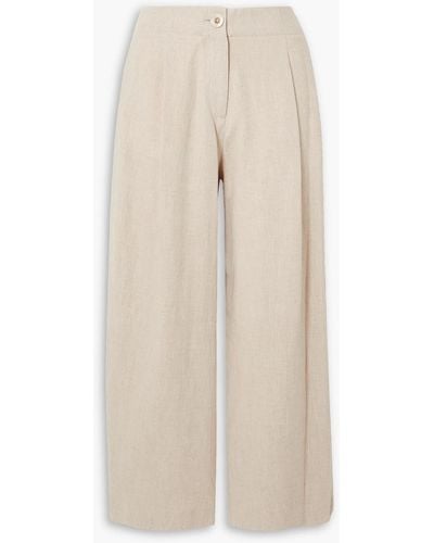 Rosetta Getty Pleated Ramie-canvas Culottes - Natural