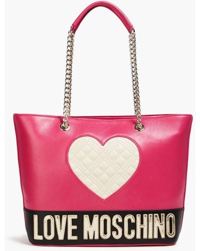 Love Moschino Quilted Color-block Faux Leather Shoulder Bag - Pink