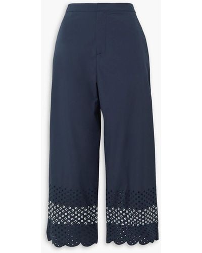 Jason Wu Scalloped Broderie Anglaise Cotton-blend Culottes - Blue