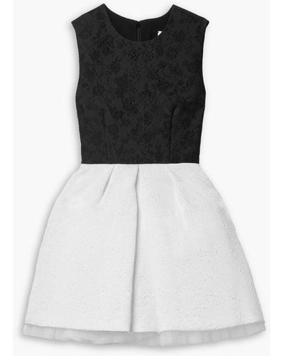 Carolina Herrera Two-tone Cloqué Mini Dress - Black