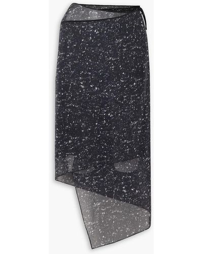 Petar Petrov Rumy Asymmetric Printed Silk-georgette Midi Wrap Skirt - Gray