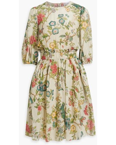 RED Valentino Floral-print Cotton And Silk-blend Voile Dress - Metallic