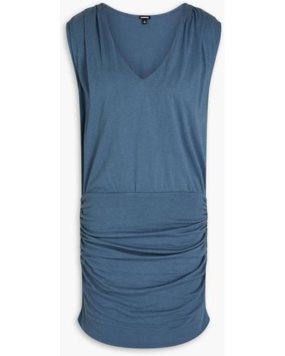 Monrow Minikleid aus einer supima®-baumwoll-modalmischung mit raffung - Blau