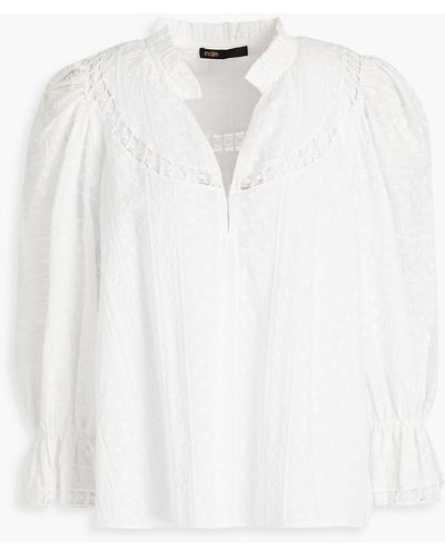 Maje Lace-trimmed Embroidered Cotton Blouse - White