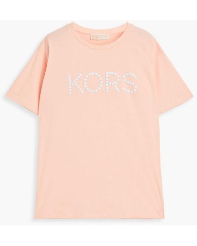 MICHAEL Michael Kors T-shirt aus bio-baumwoll-jersey mit nieten - Pink