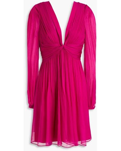 Alberta Ferretti Gerafftes minikleid aus seidenchiffon - Pink