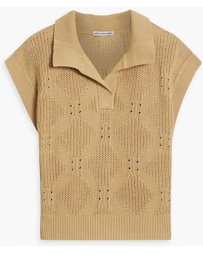 Autumn Cashmere Pointelle-knit Cotton Polo Sweater - Natural