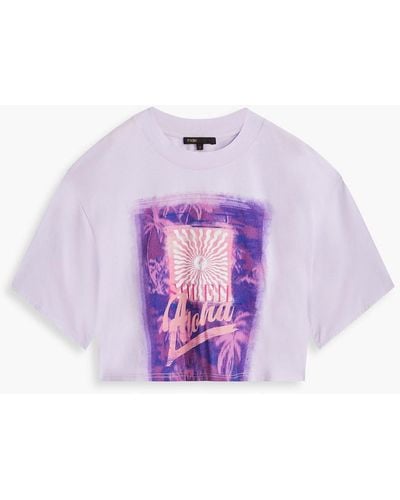 Maje Cropped Printed Cotton T-shirt - Purple