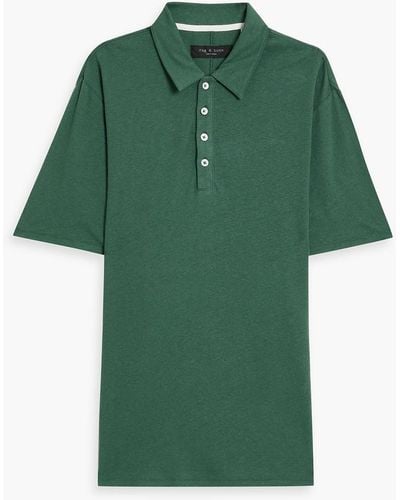 Rag & Bone Linen And Cotton-blend Polo Shirt - Green