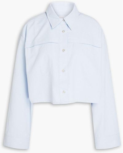 REMAIN Birger Christensen Cropped Striped Cotton-blend Poplin Shirt - White
