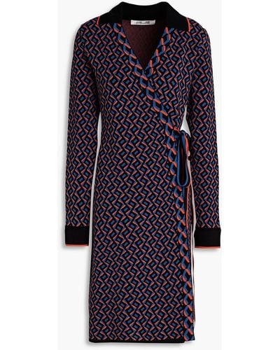 Diane von Furstenberg Charissa Jacquard-knit Wrap Dress - Blue