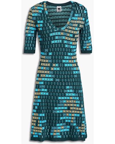 M Missoni Metallic Crochet-knit Dress - Blue
