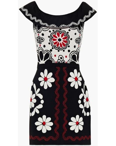RED Valentino Jacquard-knit Mini Dress - Black