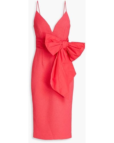 Rebecca Vallance Caitlin Bow-embellished Cloqué Midi Dress - Red