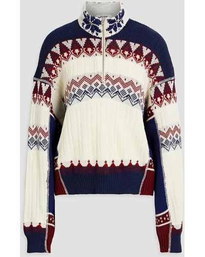 RE/DONE 80s Fair Isle Knitted Half-zip Sweater - Blue