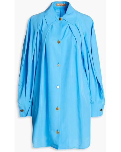 Rejina Pyo Mattie Pleated Lyocell Mini Shirt Dress - Blue