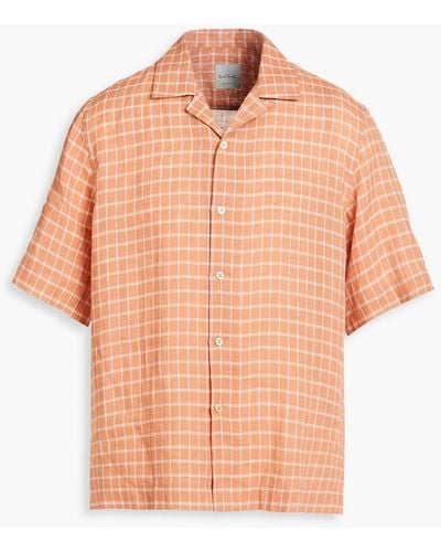 Paul Smith Checked Linen Shirt - Orange