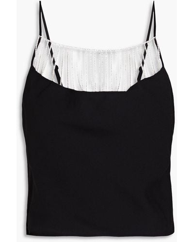 Nicholas Kore Cropped Crystal-embellished Crepe Top - Black