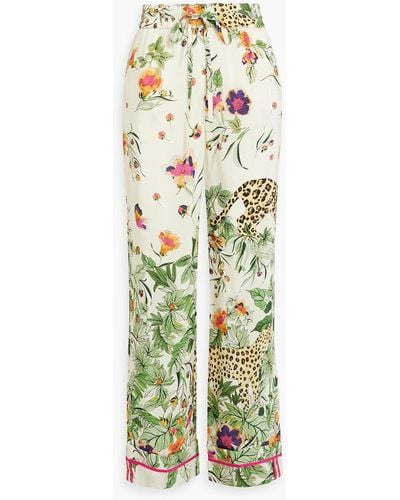 RED Valentino Printed Silk Wide-leg Trousers - White