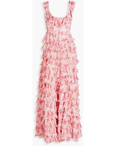 byTiMo Tiered Floral-print Georgette Maxi Dress - Pink