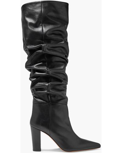 IRO Islay Gathered Leather Knee Boots - Black