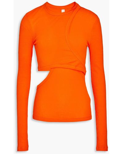 Dion Lee Ribbed Stretch-cotton Jersey Top - Orange