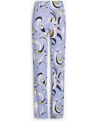 Emilio Pucci Printed Jersey Flared Trousers - Blue