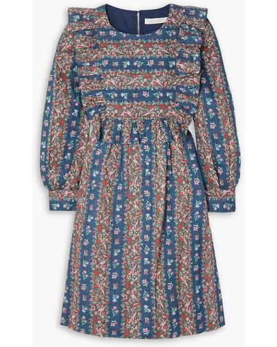 See By Chloé Deva Printed Linen Midi Dress - Blue