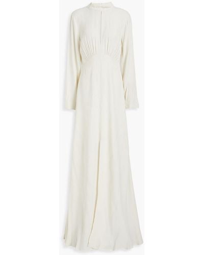 Ghost Aubrey Cutout Gathered Crepe Maxi Dress - White