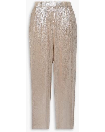Partow Bacall Silk-blend Lamé Tapered Pants - White