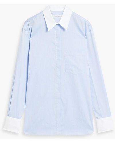 Another Tomorrow Two-tone Cotton-poplin Shirt - Blue