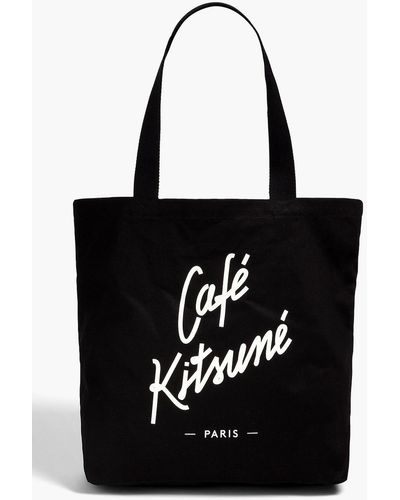 Café Kitsuné Logo-print Canvas Tote - Black