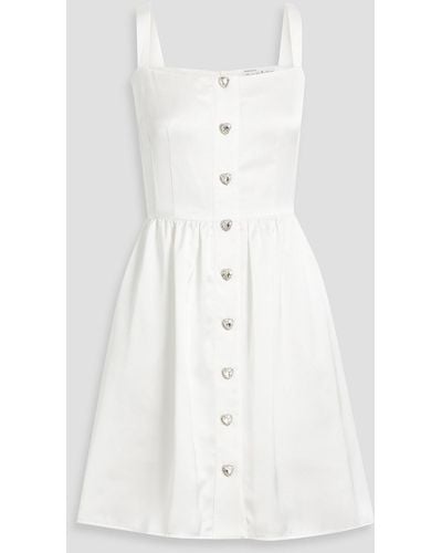 HVN Laura Embellished Satin Mini Dress - White