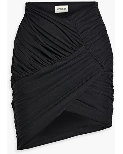 Nicholas Atalie Ruched Stretch-jersey Mini Skirt - Black