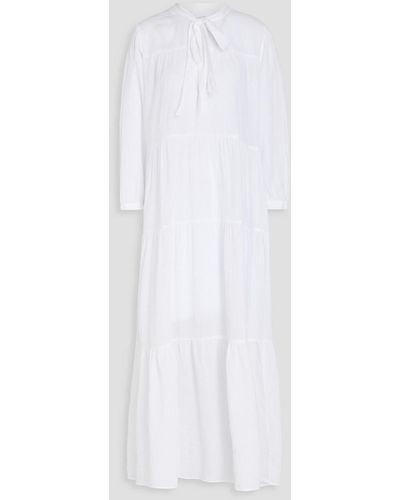Honorine Giselle Tiered Crinkled Cotton-gauze Maxi Dress - White