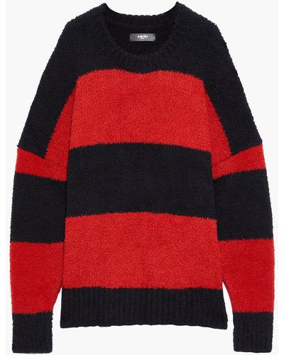 Amiri Striped Bouclé-knit Wool-blend Sweater - Red
