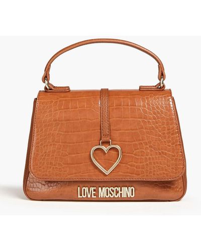 Love Moschino Faux Croc-effect Leather Tote - Brown