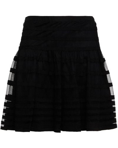 RED Valentino Ruffled Point D'esprit Mini Skirt - Black